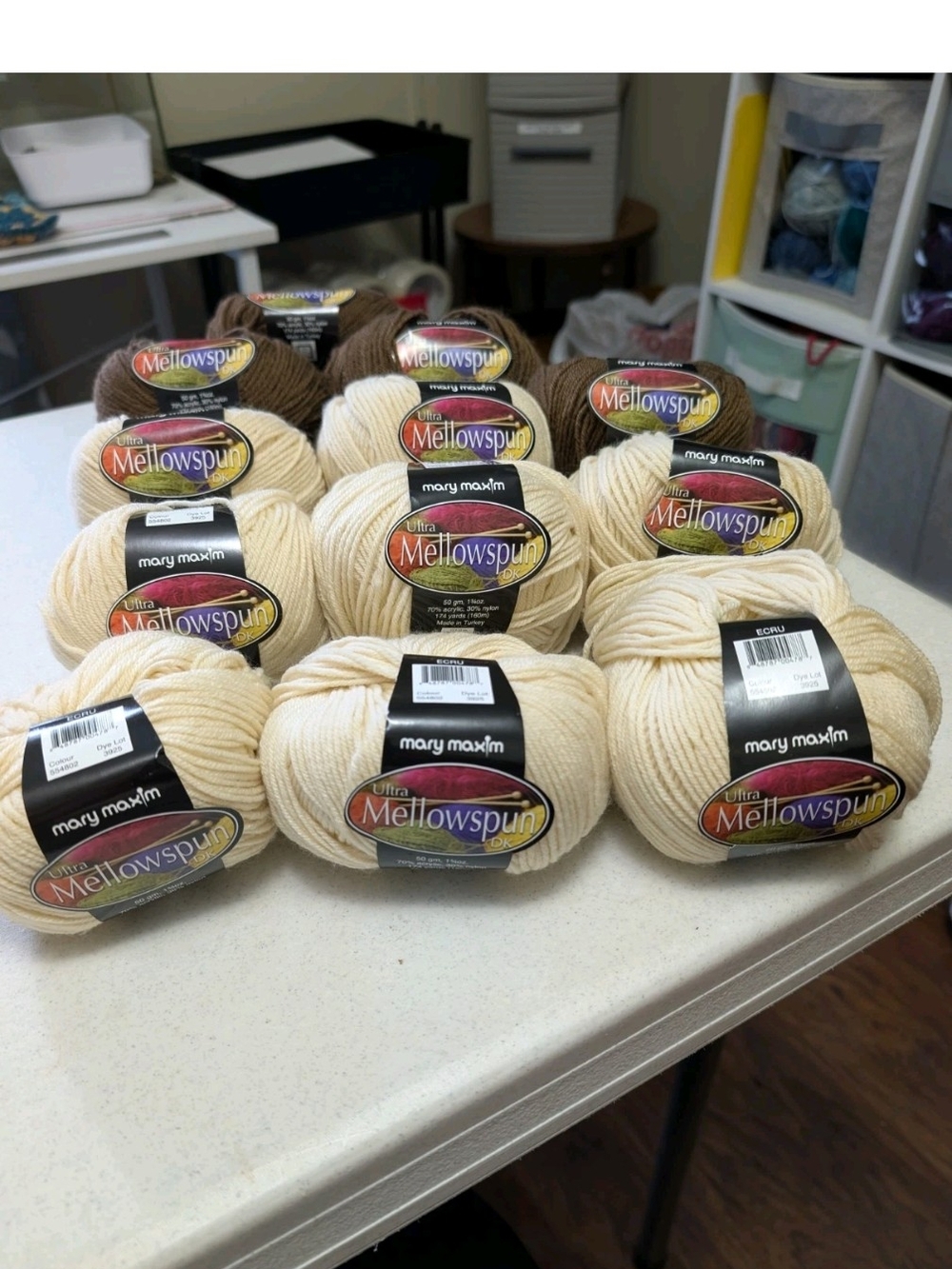 Mary Maxim Ultra Mellowspun Cream Yarn - Soft Knit & Crochet Skeins